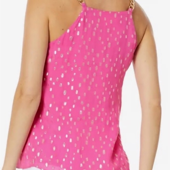 Lilly Pulitzer Joannah Aura Pink Women’s 8 Sleeveless Top Chain Vibrant Preppy - Picture 2 of 8